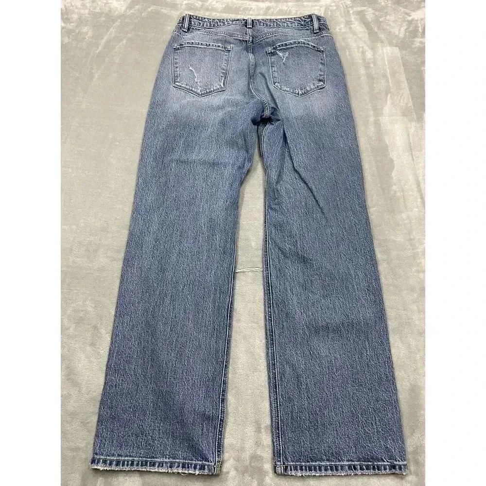 KanCan Jeans Womens 31 Blue 90s Straight Leg Distressed Medium Wash Denim Pocket - Picture 2 of 9